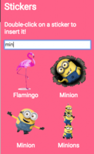 Screen Shot of Stickers filtering functionality
