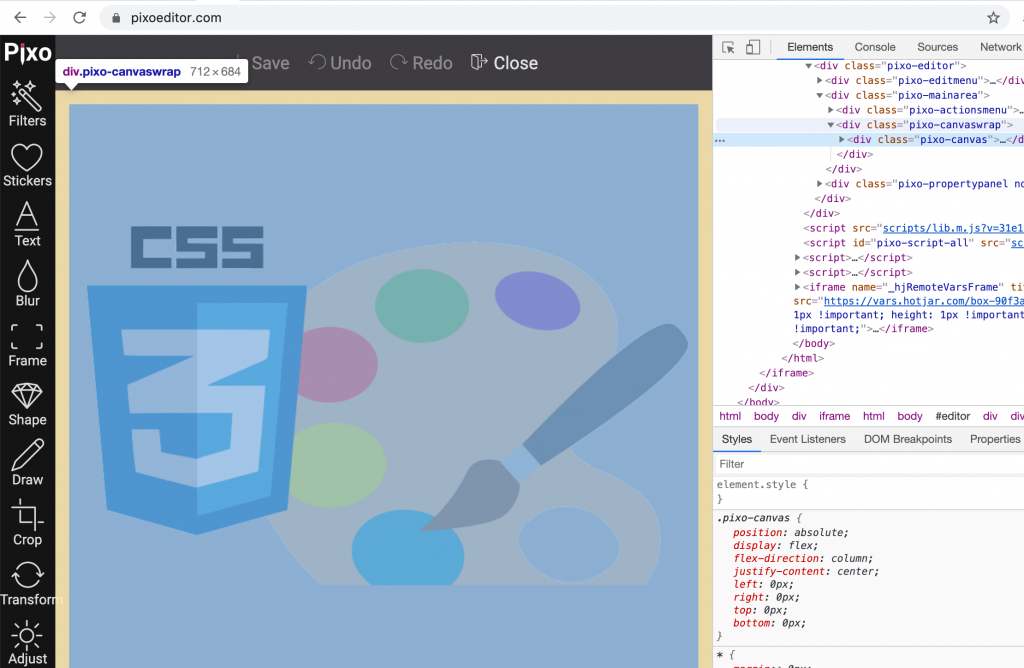 Customizing styles: custom stylesheet – Pixo Image Editor